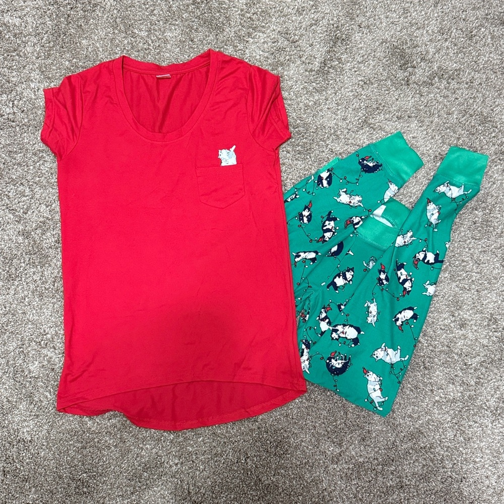 Cat Christmas Pajama Set in size XS